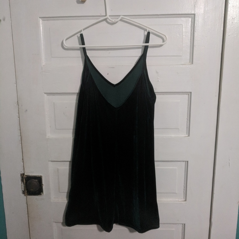 Velvet emerald green slip dress